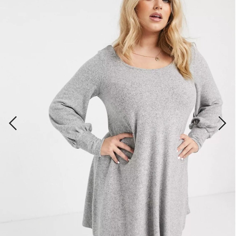 ASOS DESIGN Curve Gray Mini Smock Dress